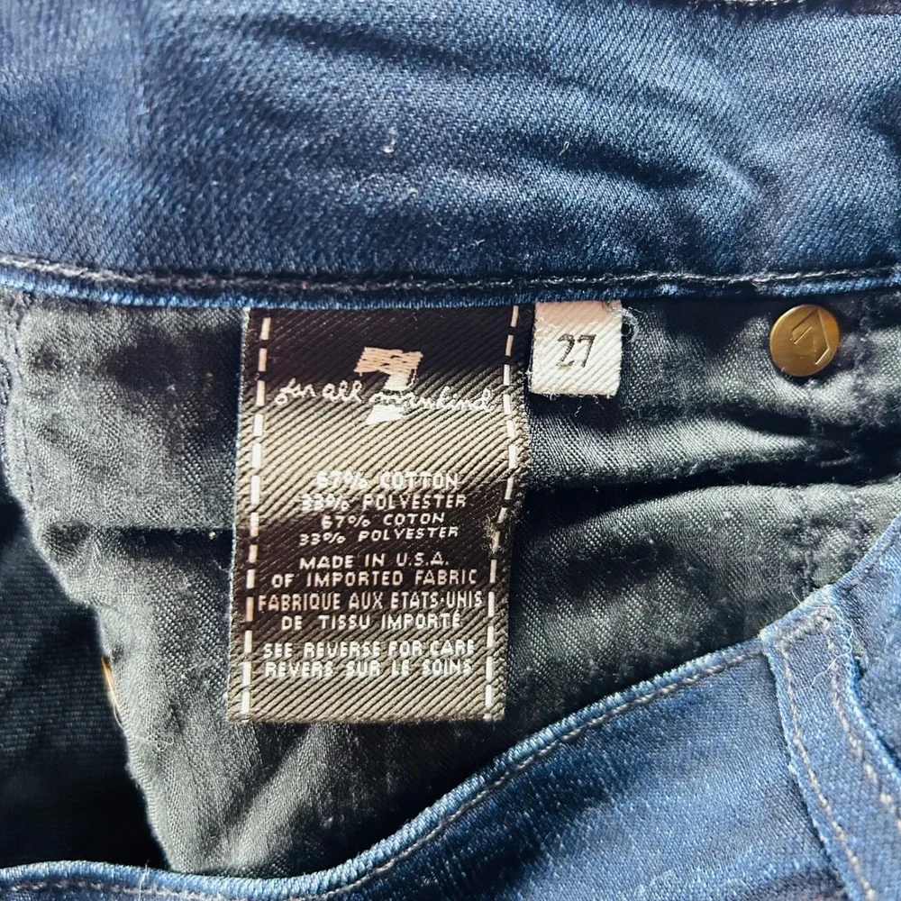 7 For All Mankind Dojo Dark Wash Wide Leg Trouser Jeans Embroidered 7 Size 27